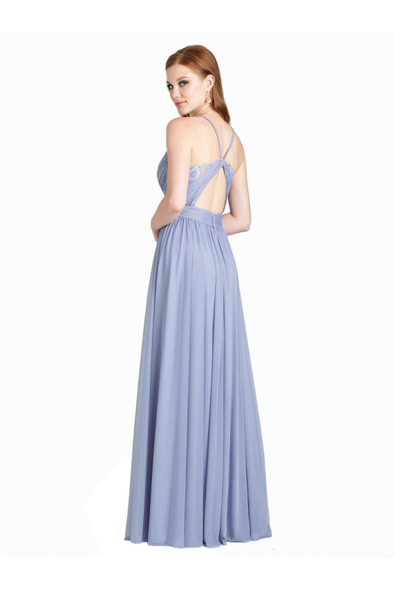 Erschwingliche A-Linien Chiffon Spitze Lange Brautjungfernkleider