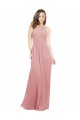 Erschwingliche A-Linien Neckholder Chiffon Lange Brautjungfernkleider