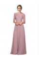 Erschwingliche A-Linien Off-Schulter Chiffon Spitze Lange Brautjungfernkleider / Abiballkleider