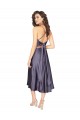 Erschwingliche A-Linien Scoop Midi Seidiger Satin Kurze Brautjungfernkleider / Abiballkleider / Cocktailkleider / Heimkehr Kleider