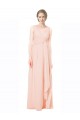 Erschwingliche A-Linien V-Ausschnitt Chiffon Lange Brautjungfernkleider