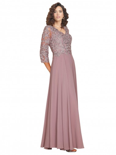 Erschwingliche A-Linien V-Ausschnitt Chiffon Lange Brautjungfernkleider / Abiballkleider