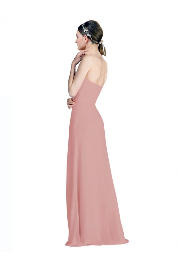 Erschwingliche Altrosa A-Linien Chiffon Lange Brautjungfernkleider