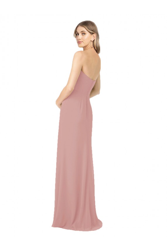 Erschwingliche Altrosa Etui Trägerlos Chiffon Lange Brautjungfernkleider