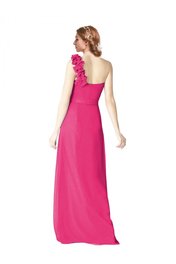 Erschwingliche Azalee A-Linien Eine-Schulter Chiffon Lange Brautjungfernkleider