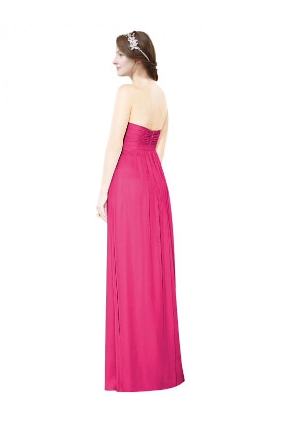 Erschwingliche Azalee A-Linien Trägerlos Chiffon Lange Brautjungfernkleider
