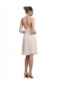 Erschwingliche Creme Rosa A-Linien Neckholder V-Ausschnitt Knielang Chiffon Kurze Brautjungfernkleider / Cocktailkleider / Heimkehr Kleider
