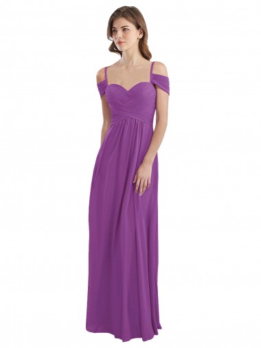 Erschwingliche Dahlie A-Linien Chiffon Lange Brautjungfernkleider