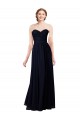 Erschwingliche Dunkelmarine A-Linien Chiffon Lange Brautjungfernkleider