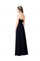 Erschwingliche Dunkelmarine A-Linien Chiffon Lange Brautjungfernkleider