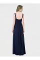 Erschwingliche Dunkelmarine A-Linien Chiffon Lange Brautjungfernkleider