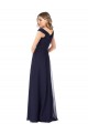 Erschwingliche Dunkelmarine A-Linien Off-Schulter Chiffon Lange Brautjungfernkleider