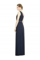 Erschwingliche Dunkelmarine A-Linien V-Ausschnitt Chiffon Lange Brautjungfernkleider