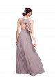 Erschwingliche Dunkelmarine A-Linien V-Ausschnitt Chiffon Lange Brautjungfernkleider