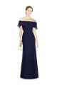 Erschwingliche Dunkelmarine Trompete Off-Schulter Chiffon Lange Brautjungfernkleider