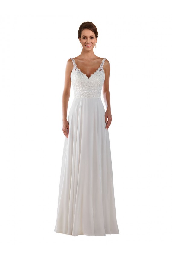 Erschwingliche Elfenbein A-Linien Kapelle-schleppe Chiffon Klassisch Boho Brautkleider