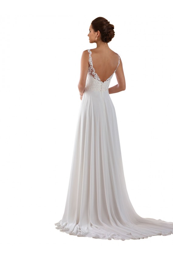 Erschwingliche Elfenbein A-Linien Kapelle-schleppe Chiffon Klassisch Boho Brautkleider