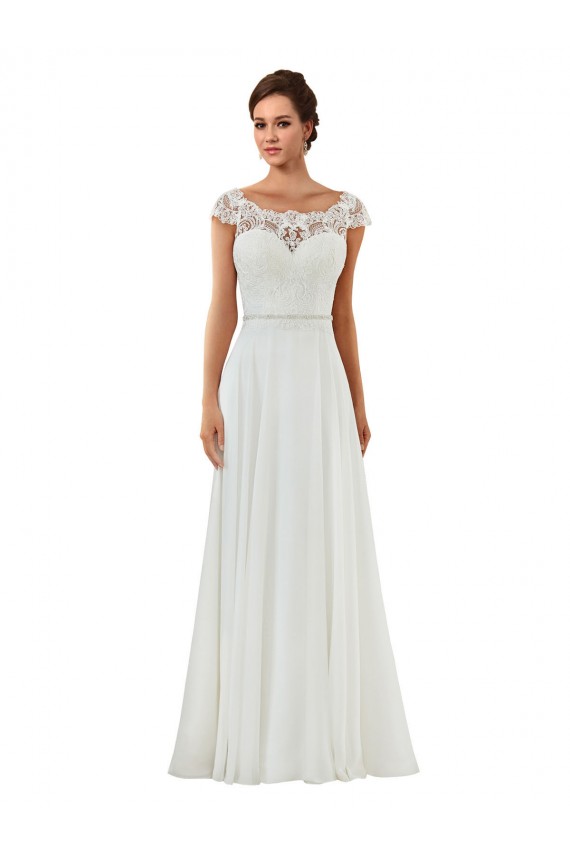 Erschwingliche Elfenbein A-Linien Kapelle-schleppe Chiffon Klassisch Brautkleider