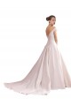 Erschwingliche Elfenbein A-Linien Off-Schulter Kapelle-schleppe Satin Brautkleider