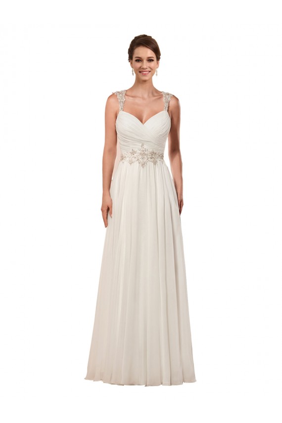 Erschwingliche Elfenbein Etui Kapelle-schleppe Chiffon Brautkleider