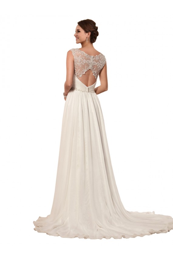 Erschwingliche Elfenbein Etui Kapelle-schleppe Chiffon Brautkleider