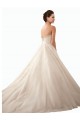 Erschwingliche Elfenbein Prinzessin Kapelle-schleppe Satin Tüll Spitze Brautkleider