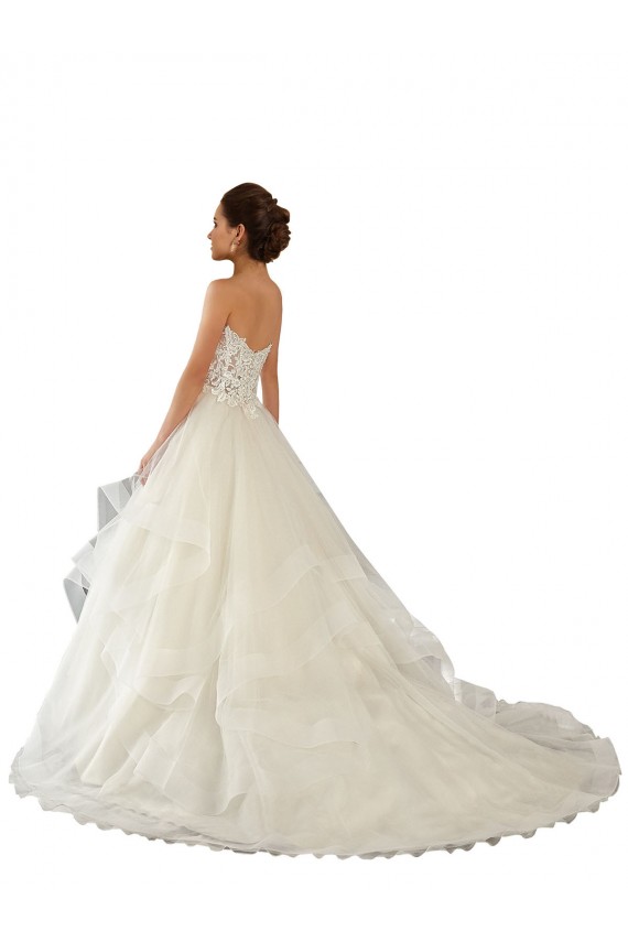 Erschwingliche Elfenbein Prinzessin Kapelle-schleppe Satin Tüll Spitze Brautkleider