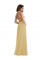 Erschwingliche Gold A-Linien Neckholder Chiffon Lange Brautjungfernkleider