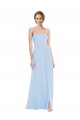Erschwingliche Helles Himmelblau A-Linien Chiffon Lange Brautjungfernkleider