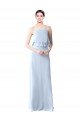 Erschwingliche Helles Himmelblau A-Linien Neckholder Chiffon Lange Brautjungfernkleider