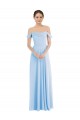 Erschwingliche Helles Himmelblau A-Linien Off-Schulter Chiffon Lange Formale Brautjungfernkleider / Abendkleider
