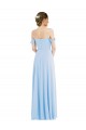 Erschwingliche Helles Himmelblau A-Linien Off-Schulter Chiffon Lange Formale Brautjungfernkleider / Abendkleider
