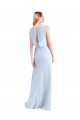 Erschwingliche Helles Himmelblau A-Linien V-Ausschnitt Chiffon Lange Brautjungfernkleider