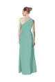Erschwingliche Jade A-Linien Eine-Schulter Chiffon Lange Brautjungfernkleider