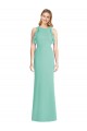 Erschwingliche Jade Meerjungfrau Juwel Ausschnitt Chiffon Lange Brautjungfernkleider