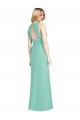 Erschwingliche Jade Meerjungfrau Juwel Ausschnitt Chiffon Lange Brautjungfernkleider