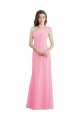 Erschwingliche Kaum Rosa A-Linien Eine-Schulter Chiffon Lange Brautjungfernkleider