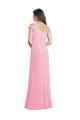 Erschwingliche Kaum Rosa A-Linien Eine-Schulter Chiffon Lange Brautjungfernkleider