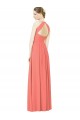 Erschwingliche Koralle A-Linien Neckholder Chiffon Lange Brautjungfernkleider