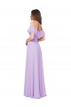 Erschwingliche Lila A-Linien Off-Schulter Trägerlos Chiffon Lange Brautjungfernkleider