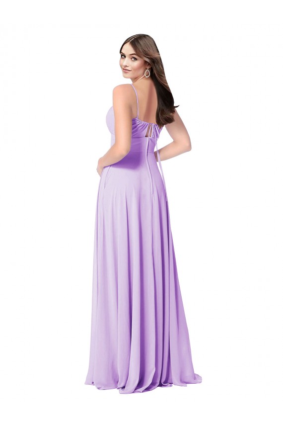 Erschwingliche Lila A-Linien Scoop Chiffon Lange Brautjungfernkleider