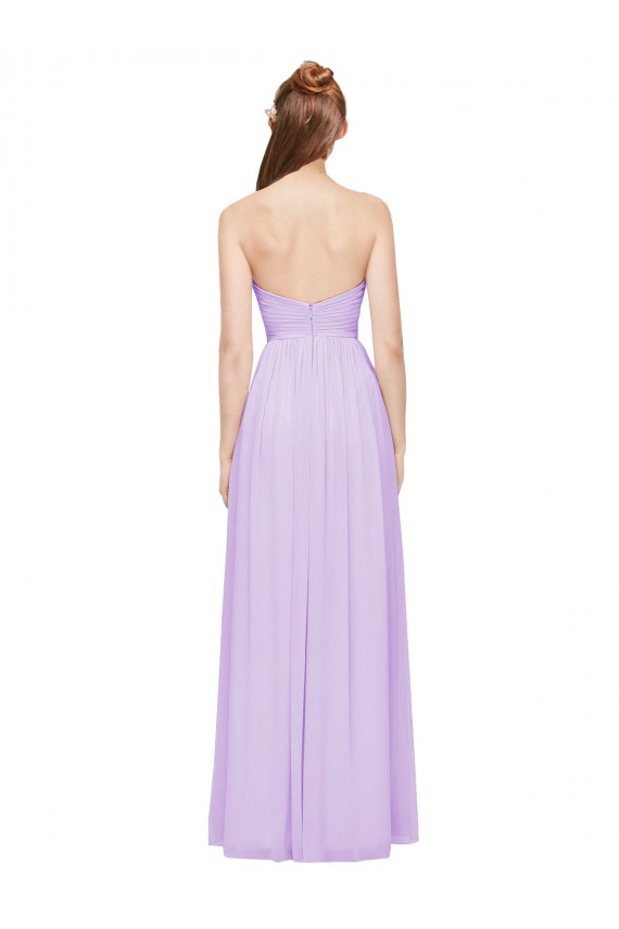Erschwingliche Lila A-Linien Trägerlos Chiffon Lange Brautjungfernkleider