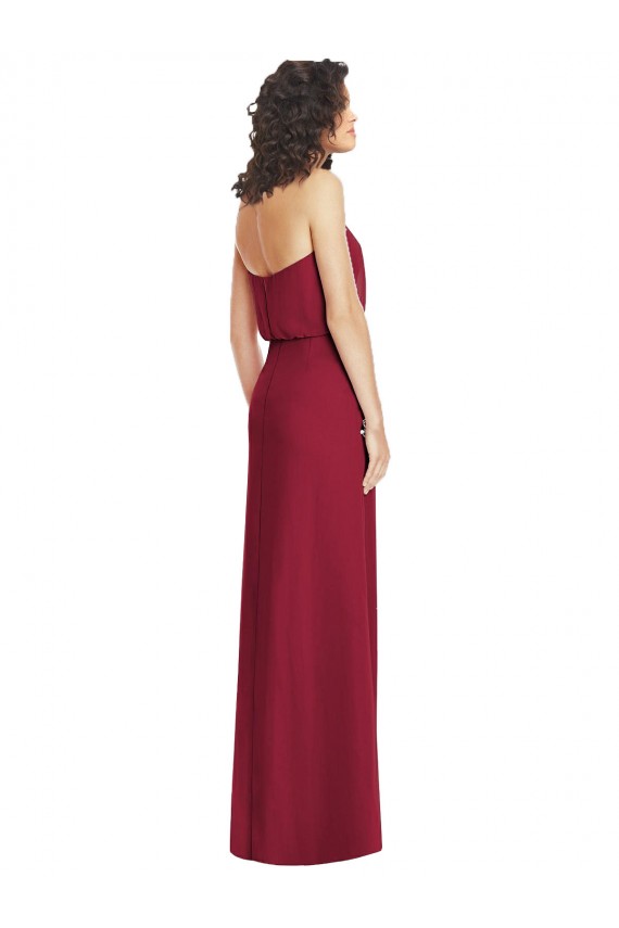 Erschwingliche Lila A-Linien Trägerlos Chiffon Lange Brautjungfernkleider
