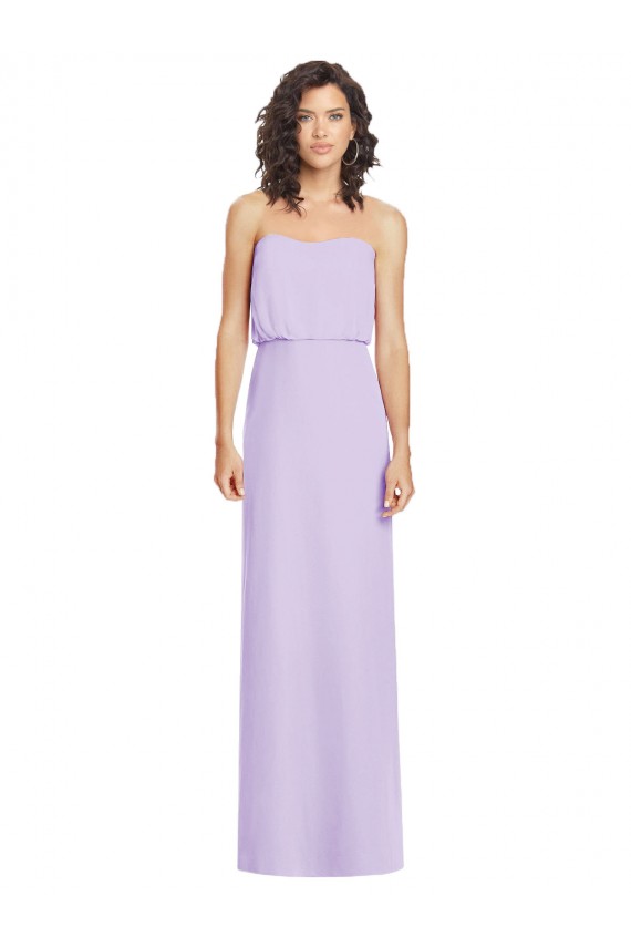 Erschwingliche Lila A-Linien Trägerlos Chiffon Lange Brautjungfernkleider