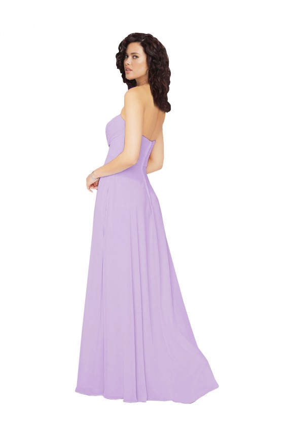 Erschwingliche Lila A-Linien Trägerlos Chiffon Lange Brautjungfernkleider