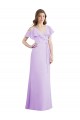 Erschwingliche Lila A-Linien V-Ausschnitt Chiffon Lange Brautjungfernkleider