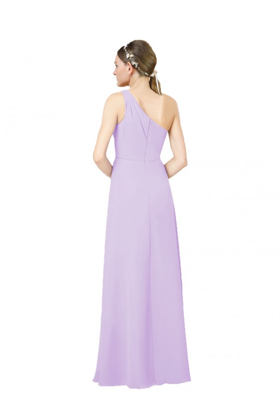 Erschwingliche Lila Etui Eine-Schulter Chiffon Lange Formale Brautjungfernkleider / Abendkleider