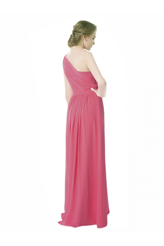 Erschwingliche Minzgrün A-Linien Eine-Schulter Chiffon Lange Brautjungfernkleider