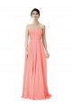 Erschwingliche Peach A-Linien Trägerlos Chiffon Lange Brautjungfernkleider