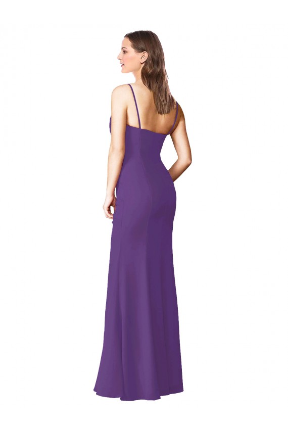 Erschwingliche Pflaume Lila A-Linien Trägerlos Chiffon Lange Brautjungfernkleider